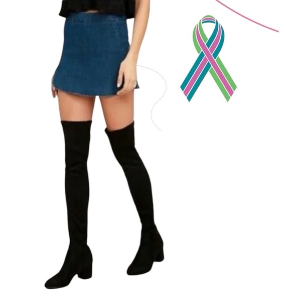 Steve Madden Isaac Black Vegan Suede Over the Knee Boots Black Sz 8 - Picture 1 of 16